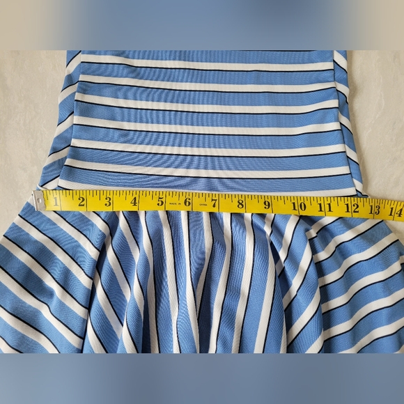 VINTAGE style summer dress in blue,white and black striped stretch fabric - Picture 12 of 13